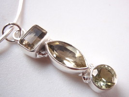 Faceted Lemon Topaz 925 Sterling Silver Necklace Marquise Baguette Round New - £13.02 GBP