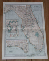 1902 Antique Map Of Florida / Miami Tampa Key West - £25.79 GBP