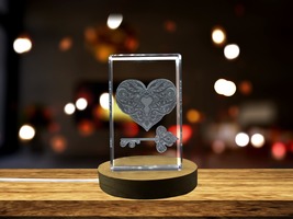 LED Base included | Heart, Key and Lock 3D Engraved Crystal 3D Engraved Crystal  - £31.49 GBP+