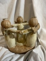 Candle Surrounded By Three Young Angels Figurines - £6.96 GBP