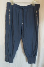 Adidas by Stella McCartney Joggers Track Running Blue Crop Snap Leg Lined Sz M - £31.97 GBP