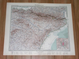 1925 Vintage Map Of Spain / Catalonia Barcelona Pyrenees / Basque Country France - £23.79 GBP