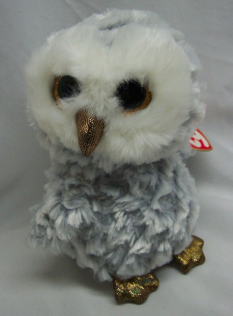 TY Beanie Boos BIG EYED OWLETTE WHITE &amp; GRAY OWL 6&quot; Plush STUFFED ANIMAL... - $14.85