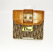 Christian Dior Trotter Wallet Brown Canvas Leather Bifold Vintage Logo M... - $149.99
