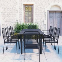  Garden Dining Set Black Powder-coated steel, glass, cotton rope - $1,693.89 CAD