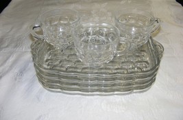 Vintage 4 Sandwich Snack Trays + 3 Cups Federal Yorktown Pattern 11-b - $460.95 MXN