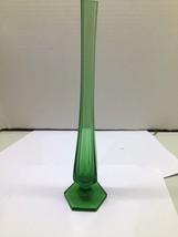12 1/2&quot;Vintage Mid Century Viking Glass Swung Bud Vase Avocado Green - £46.71 GBP