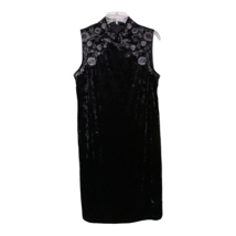 AGB Womens Black Floral Embroidery Velvet Dress Size Large New - £15.12 GBP