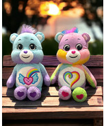 Care Bears Plush Lot Of 2 Dream Bright and Togetherness Hearts Rainbow G... - $29.00