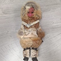 Vintage Eskimo Vinyl Fur Girl Doll 10&quot; Unbranded VGC - £6.25 GBP