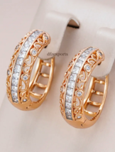 Moissanite Hoop Earrings For Women 925 Silver Princess Cut Moissanite Jewelry. - £190.72 GBP