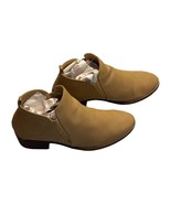 Rampage Tesla Women&#39;s Tan Stacked Cuban Heel Perforated Ankle Bootie Siz... - $27.08