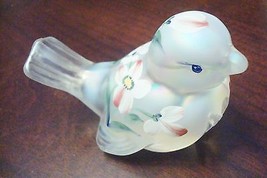 Vintage Fenton  Hand Painted Roses Signed Clear Satin Romance Roses bird... - $54.45