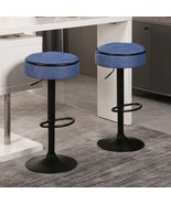 Blue Linen Swivel Bar Stools (Set of 2) - $173.68 CAD