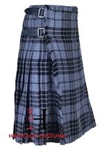 Scottish Handmade Men&#39;s 8 yard Grey Watch Tartan Kilt For Men&#39;s Customize Size - £53.94 GBP+