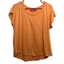 Chicos 2 Tee Shirt Womens L 12 Scoop Neck Short Cap Sleeves Lightweight Orange - £8.63 GBP