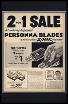 1949 Personna Zipak Blades Framed 11x17 ORIGINAL Vintage Advertising Poster - $69.29
