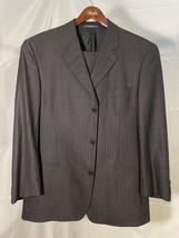 Cerruti 1881 Shapes 56 | 46R 40 x 28 Charcoal Pinstriped Wool Flannel 3 Btn Suit - £100.55 GBP