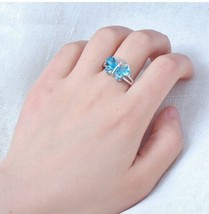 1Ct Pear Cut Blue Topaz Beautiful Engagement Wedding Ring 14K White Gold Plated - £120.26 GBP