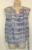 New Simply Vera Wang Petites Sz S Light Blue White Sheer Top Shirt VNeck... - $21.77