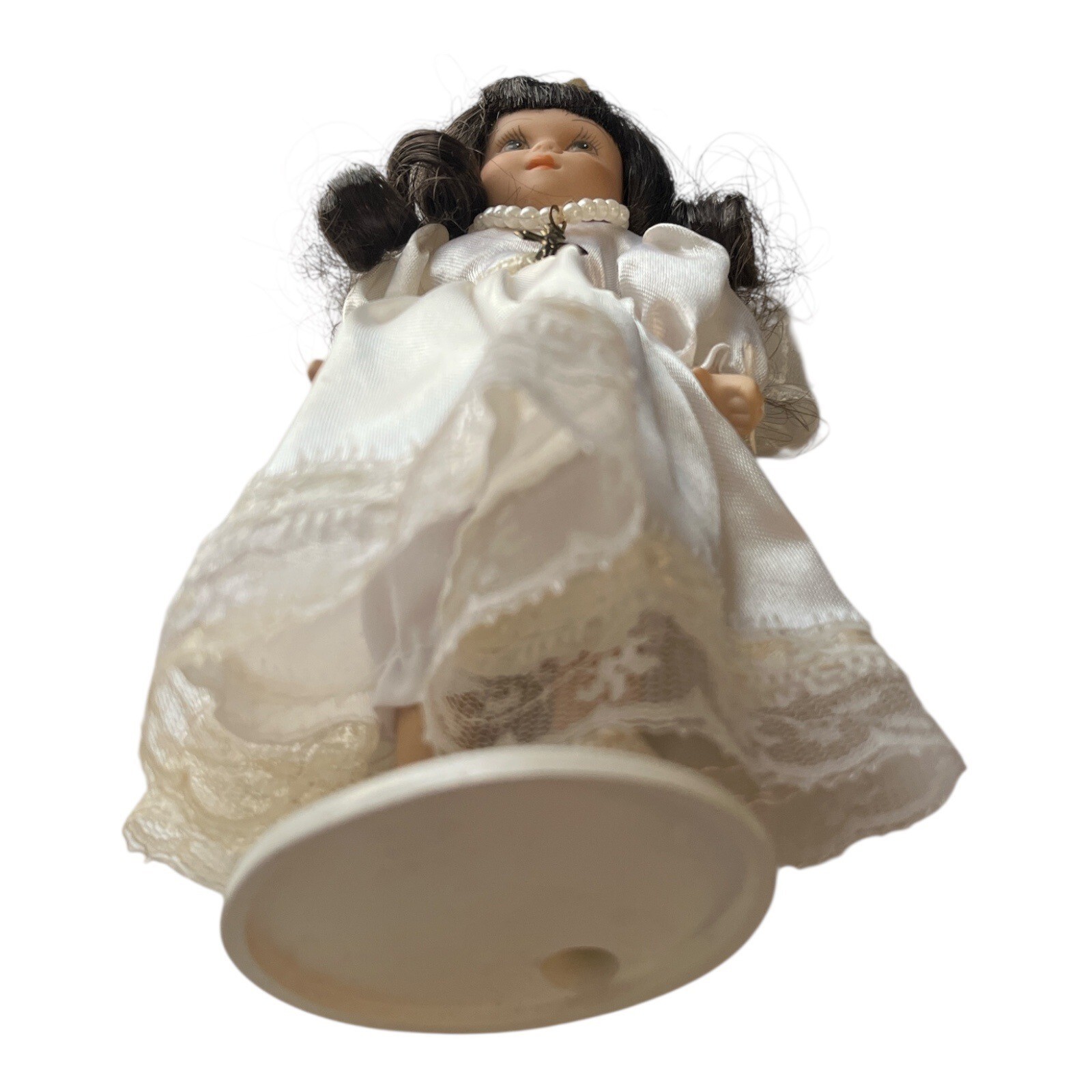 Porcelain First Communion Doll – 7.5" – White Satin Dress, Veil & Cross Necklace Item image 5