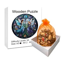 Wooden Jigsaw Puzzle Forest Fairies A5 Small Size Appx. 5.9 x 5.9 - $11.99