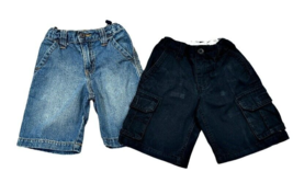 Old Navy Boys Shorts Size 5 Blue Jean and Black Cargo Adjustable Waist Lot of 2 - £6.22 GBP