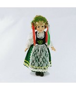 Doll Female Handmade Swedish Dutch Attire on Metal Stand 13&quot; - £26.88 GBP