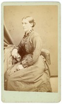 CIRCA 1880&#39;S CDV Lovely Older Woman Victorian Ruffled Dress Nock Cleveland, OH - £7.44 GBP