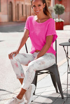 Pink Solid Loose Knit Short Dolman Sleeve Sweater - $14.37