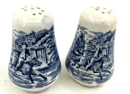 LIBERTY BLUE  Salt &amp; Pepper Shakers Paul Revere 3” Staffordshire England... - $23.16