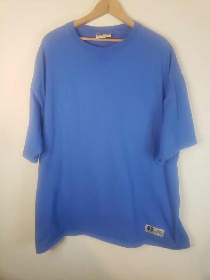 Primary image for 90s Y2k Russell Athletic Shirt Men's XL Blue Blank Pro Cotton Tee Adult