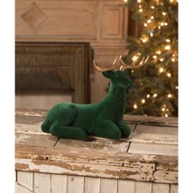 Bethany Lowe Emerald Green Flocked Deer Winter Christmas NWT - £27.25 GBP
