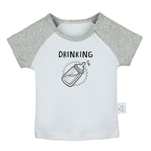 Twins Baby Drinking Buddies Humor Newborn Baby T-shirts Infant Graphic Tee Tops - £9.33 GBP