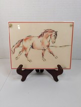 2008 Hand Painted Ceramic Glazed Wall Decor Artist Signed Running Horse 8&quot;X6&quot; - £18.64 GBP