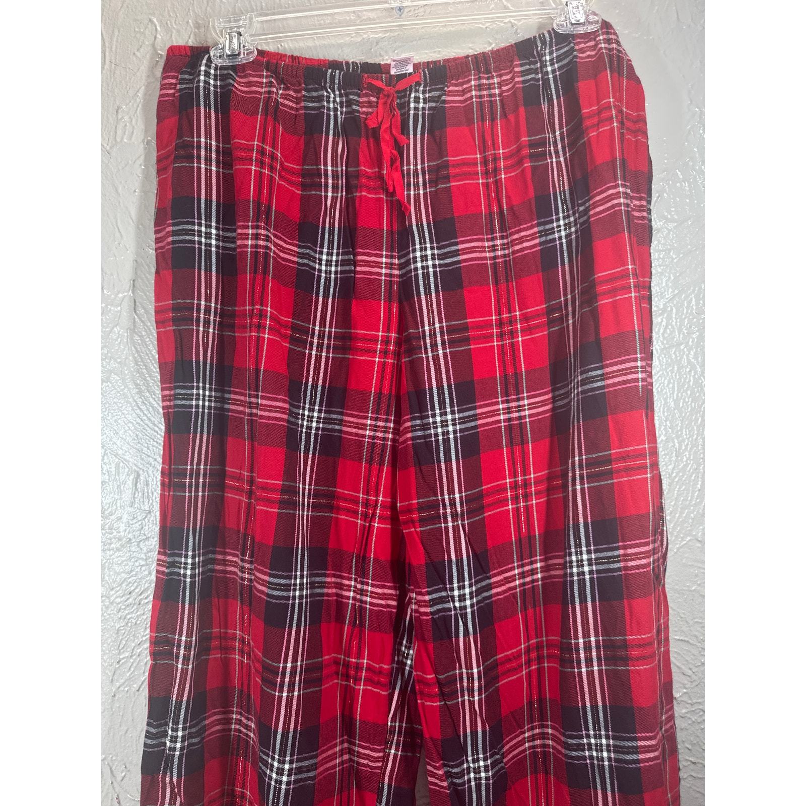 Victorias Secret Pajama Pants Red Black Buffalo Plaid Elastic Waist Womens Sz L Item image 3