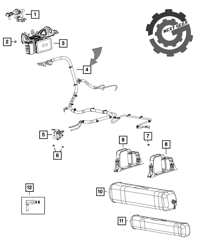 New OEM Mopar Rear Air Line Assembly 2022-2023 Jeep Grand Cherokee 68400... - $93.46