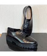 H&amp;M Oxford Shoes Womens 9 Black Faux Leather Lug Sole Brogues Lace Up Gr... - $29.75
