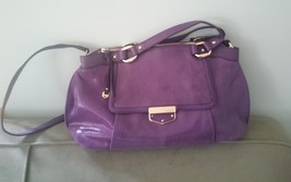 B. Makowsky Satchel Lombard Lizard Purple Leather Purse Shoulder Bag  A226649  - £80.15 GBP