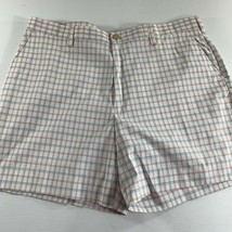 Izod PerformX Golf Mens Shorts Size 40 W White Red Blue Plaid Flat Front - £20.89 GBP
