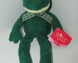 Russ Berrie Plush Luv Pets Fergie frog green beanbag plaid bow black top... - $13.50