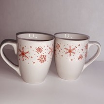 2 Royal Norfolk Winter White with Pink Snowflakes Coffee Mugs Hot Chocolate EUC - £11.89 GBP