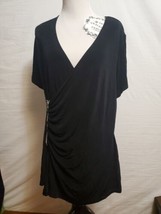 Chicos Travelers Black Tunic Pullover Zipper Blouse Top Shirt Size 3/ La... - $13.06