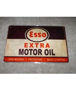 New &quot;ESSO EXTRA MOTOR OIL&quot; Tin Metal Sign Simulated Wear and Tear - $24.99