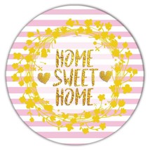 Home Sweet Home : Gift Coaster Decor Stripes Floral Pink Faux Gold Home Accent - £3.98 GBP
