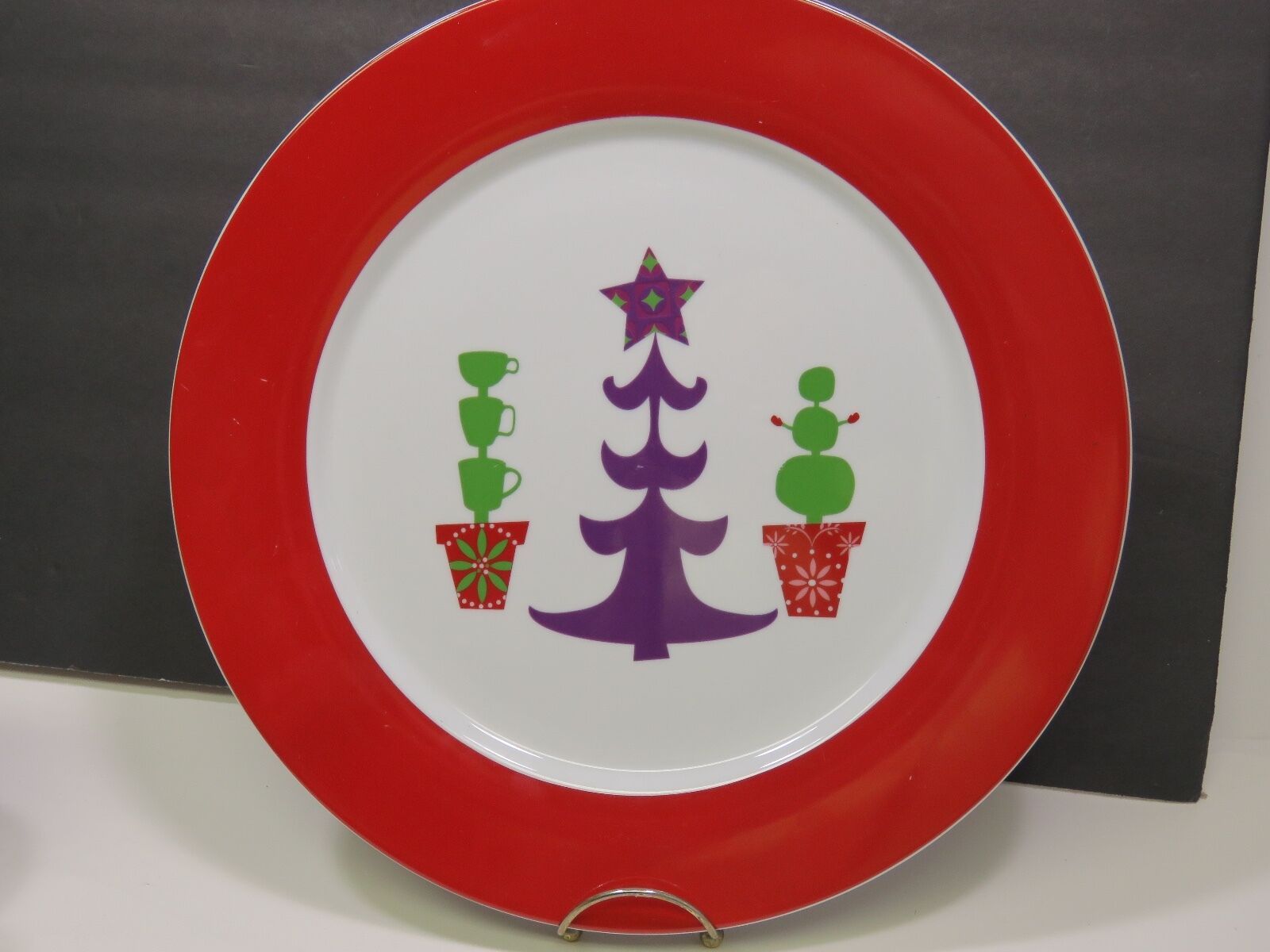Primary image for Rare HTF Large Starbucks Platter Charger Plate Christmas 2006 red Green Purple 