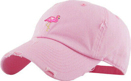 Pink Flamingo Vintage Adjustable Pink Distressed Hat by KB Ethos - £14.13 GBP