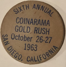 Vintage Coinarama Gold Rush Wooden Nickel San Diego California 1963 - £3.89 GBP