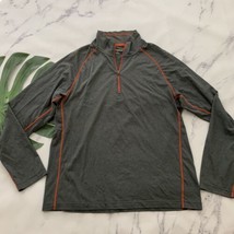 Cloudveil Mens Mock Neck Pullover Shirt Size L Gray Orange Trim Long Sleeve - £15.49 GBP