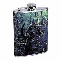 Iron Axe Skelton Grave Hip Flask Stainless Steel 8 Oz Silver Drinking Whiskey Sp - £7.95 GBP